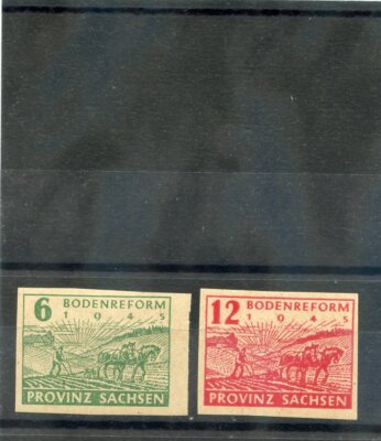 GERMANY, SOVIET ZONE(SAXONY) Sc 13N13-4(MI 85-6)*VF LH 1946 6pf