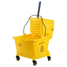 Idotry 6 Gallon Commercial Mop Bucket with Side Press Wringer & Wheels, Yellow