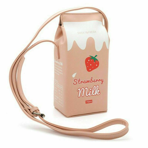 Mujeres Kawaii Bolso de Mano Caja de Leche Cartera Portátil Niñas Bandolera Bolso de Hombro - Imagen 10 de 17