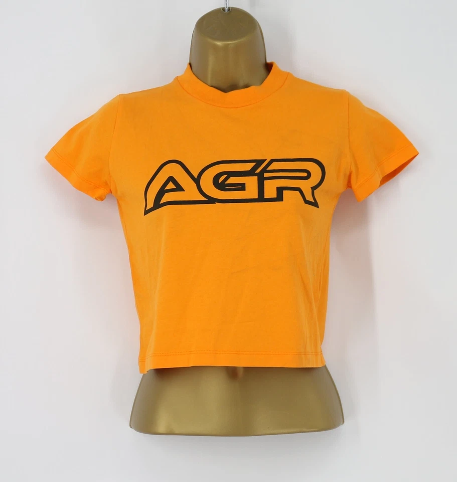 AGR LOGO PRINT WOMENS ORANGE CROPPED TEE XS T SHIRT RRP £110 AD
