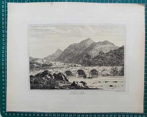 1813 Antique Print; Pont y Tŵr, Bethesda, north Wales after J.G. Wood - Picture 2 of 3