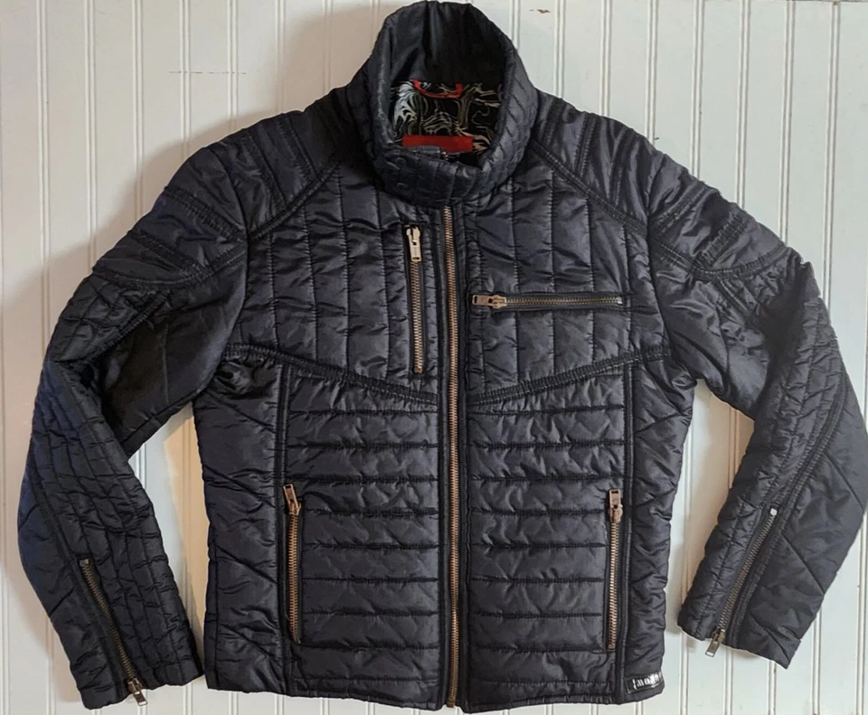 Mondo Paris Menswear - Vintage Quilted Black Bomber Biker Jacket - Size Medium  - Image 3 of 4