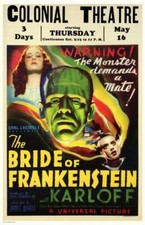 1935 "The Bride of Frankenstein" Boris Karloff Colin Clive 11 X 17 MOVIE POSTER
