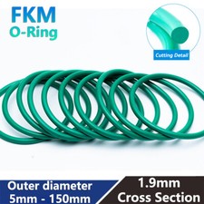 1.9mm Cross Section Green FKM Fluorine Rubber Seals O Rings 5mm - 150mm OD