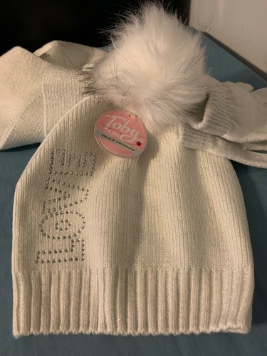 TOBY & ME Girl's 3 Piece Winter POM-POM HAT GLOVE & SCARF SET Pink or White-NWT - Picture 4 of 17