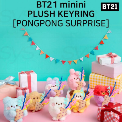BTS BT21 Official Goods minini Plush Keyring PONGPONG SURPRISE +