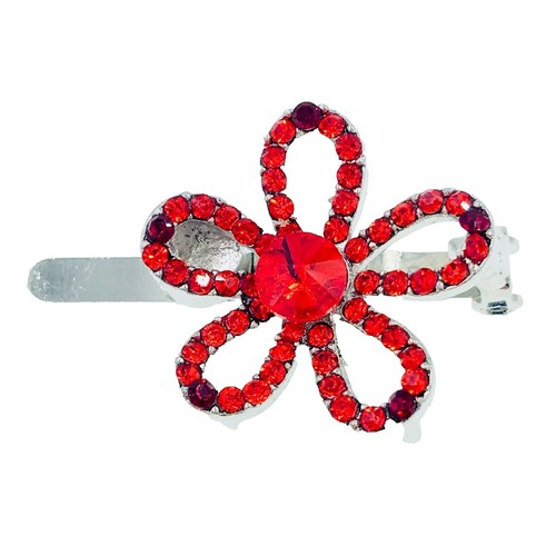 Set of 2 Flower Hair Clips Aurora Borealis & Clear  display picture 3