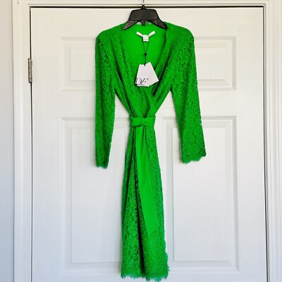NWT DVF Lace Wrap Dress 3/4 Sleeve Green Julianna Knee Length Party Dress | eBay NWT DVF Lace Wrap Dress 3/4 Sleeve Green Julianna Knee Length Party Dress | eBay