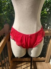   Rare Vintage JCPenney's Delicates Red SATIN Second Skin THONG Panties SZ 5