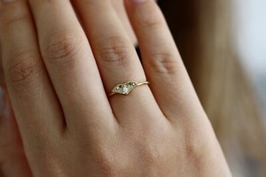 Authentic 0.2ct Simulated Diamond Engagement Ring Yellow Gold Plated Moth Butterfly