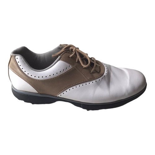 FootJoy Shoes Womens 9.5 M eMerge White Brown Leather Golf Cleats 93914 Read - Picture 14 of 15