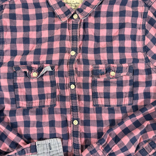 Abercrombie Fitch Camicia Uomo Grande Plaid Flanella Check Abito da Lavoro Casual - Foto 3 di 16
