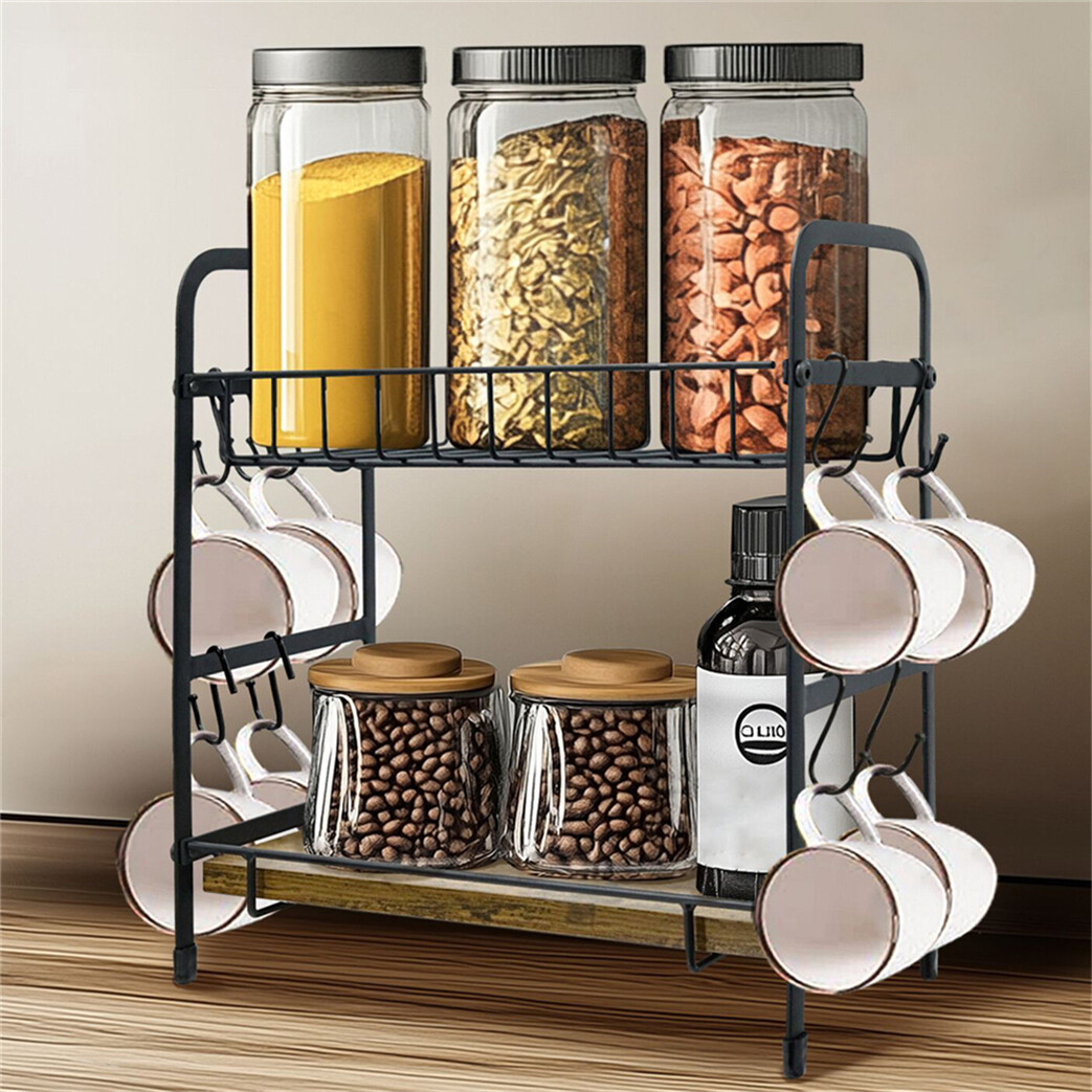 Mug Holder with Basket Coffee Mug Rack Storage Coffee Cup Holder