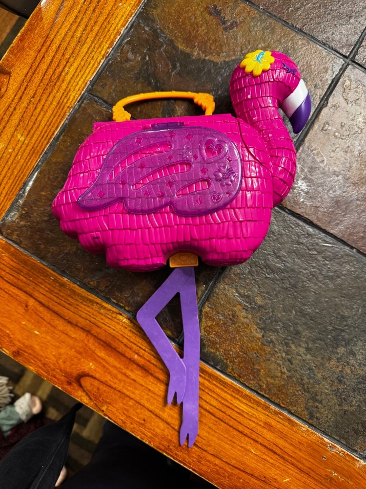 Polly Pocket Flamingo Party Pocket Large Compact Playset Pink Purple