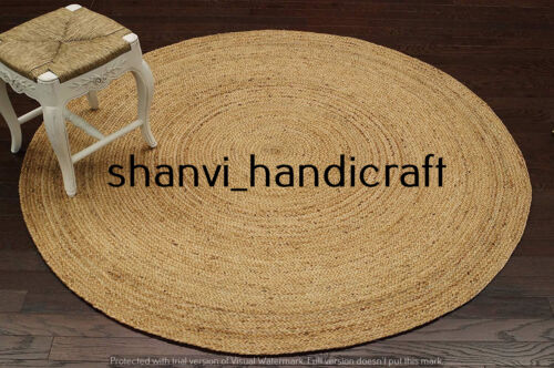 Hand Woven Braided Round Jute Carpet Indian Natural Handmade 1.5m Range-