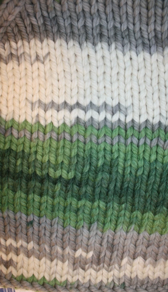 Cárdigan Suéter Beth Bowley M Verde Gris Blanco Grueso Tejido Lana  Foto 3 de 4