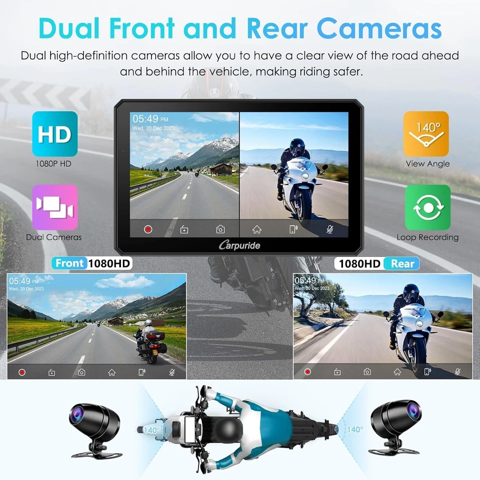 Carpuride W712D Motore Senza Fili Carplay Android Auto Touchscreen Impermeabile - Immagine 3 di 4