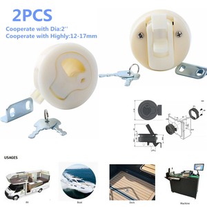2PCS-White-ABS-Deck-Hatch-1-2-034-Door-2-034-Inch-Flush-Pull-Slam-Latch-With-Lock-Key