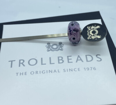 Trollbeads Unique Purple Peacock Feather Genuine Laa Brand New Charm Bead