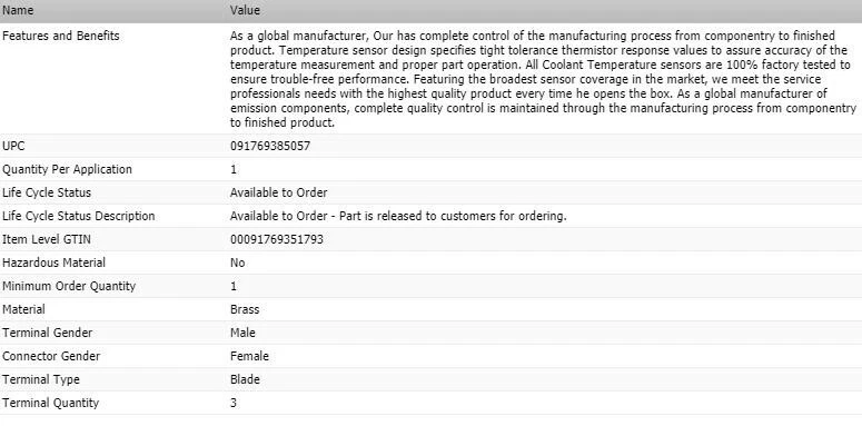 Sensor de temperatura de refrigerante OEM estándar para TOYOTA ECHO 2000-2005 Foto 4 de 4