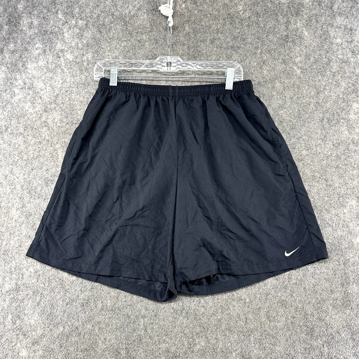 VINTAge Nike Shorts Womens Large Black White Mini Swoosh Logo