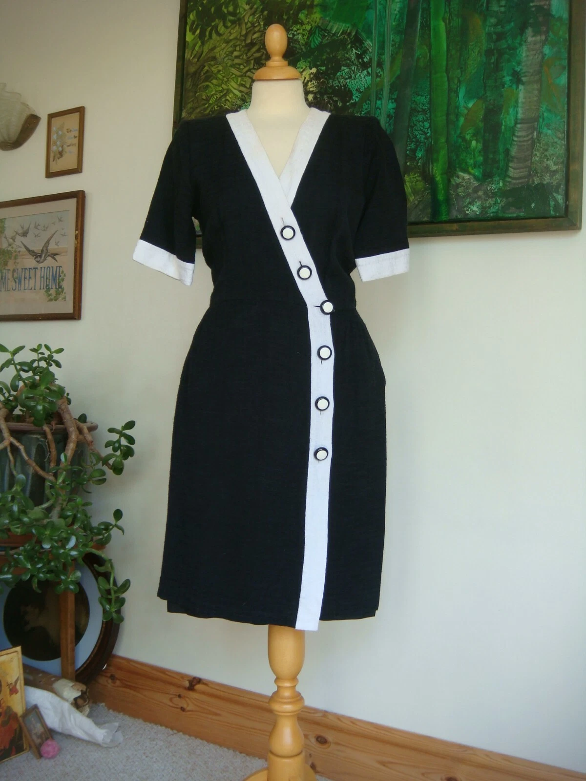 SAINT LAURENT (YSL) "Abito vintage anni '80 Yves Saint Laurent variante bianco e nero vita 28"