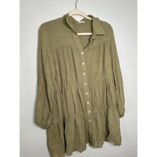 Peach Love Button Down Tiered Shirt Dress