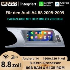 Android14 8.8" Autoradio 8+64G CarPlay Für Audi A4 b8 A5 MMI2G 08-2009 GPS Navi
