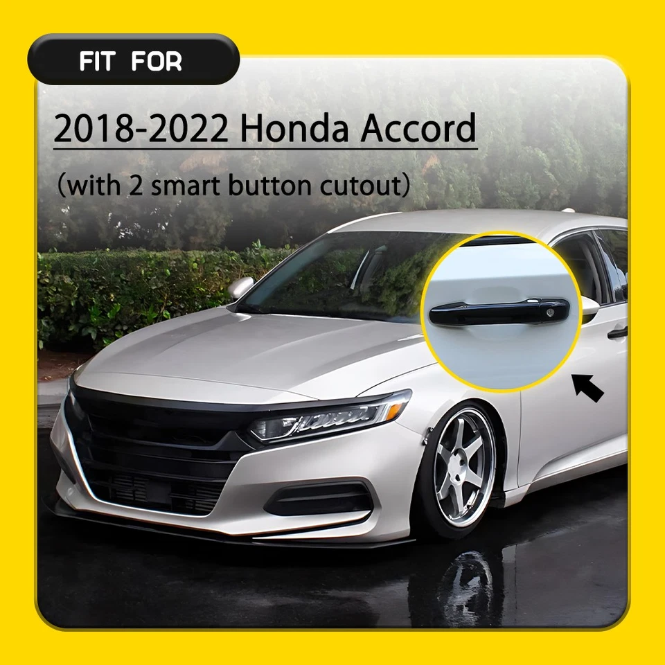 Cubiertas de revestimiento de manija de puerta negras brillantes con acceso a llave para Honda Accord 18-22 4-20X Foto 2 de 4