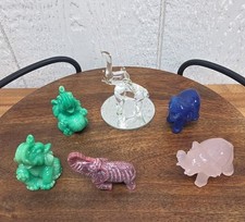 Vtg Lot Of 6 Miniature Elephants Various Types Of Materials 1.5-2"