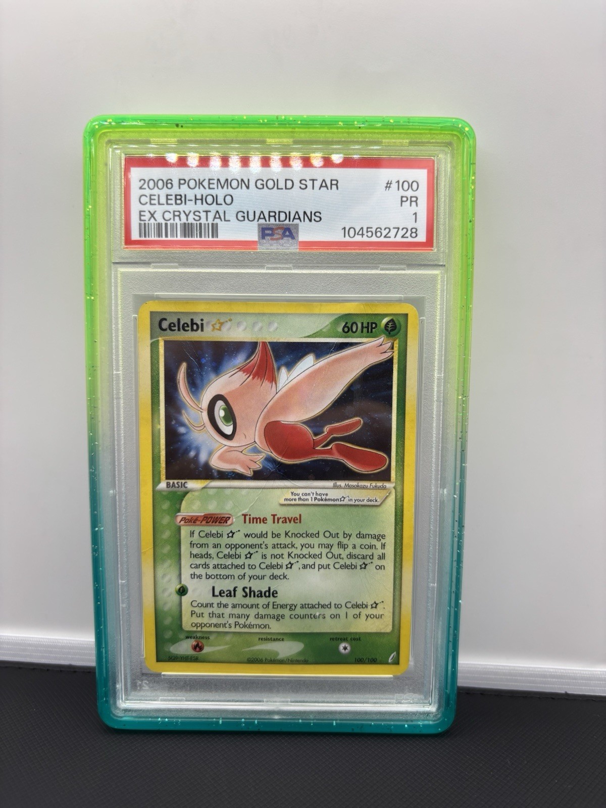 Pokemon 2006 Celebi 100/100 Holo Gold Star EX Crystal Guardians PSA 1 view 1