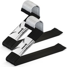 Heavy Duty Metal Pants Hangers 4MM 24 PCS Open Ended Space Saving Black