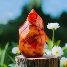 Natural Red Agate Flame Carving Carnelian Tower Healing Crystal Collector Gifts