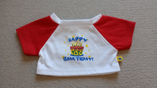 BABW Build a Bear Clothes Happy Bearthday Birthday Red White Knit Shirt Tee Top
