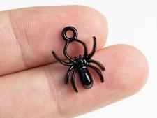 10PCS Halloween Ornaments Alloy Black Spider Earring Charms Jewelry Accessories