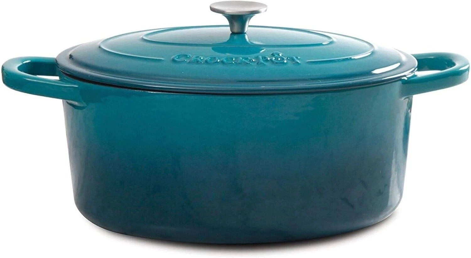 Artisan 7-Quart Oval Enameled Cast Iron Dutch Oven – Teal Ombre Durable Cookware