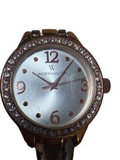 Worthington Women's Rose Gold Tone Quartz Watch Crystal Bezel Bracelet