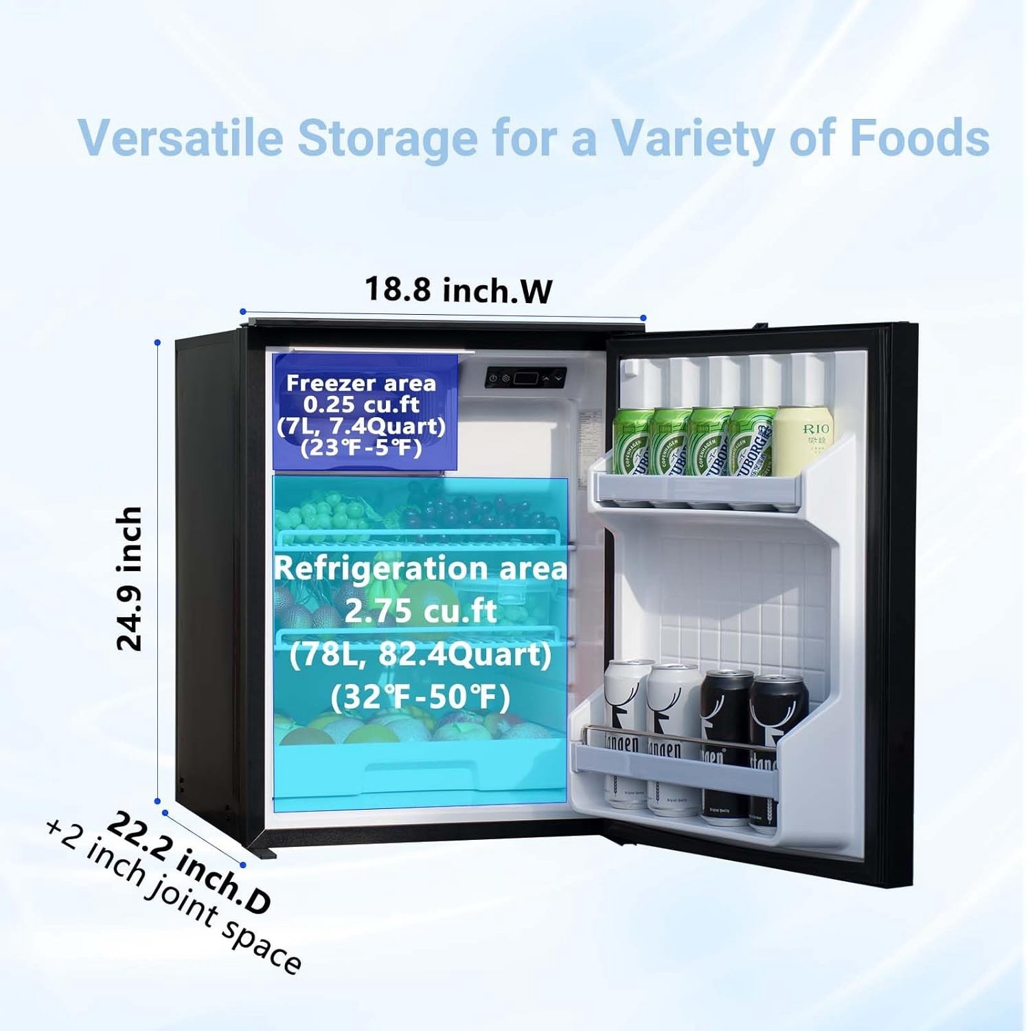 Smad 3.0 Cu.Ft. 12V RV Refrigerator with Freezer