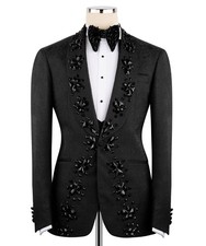 Fashion Men Blazer Jackets Slim Fit Wedding Tuxedos Shawl Lapel Single Breasted