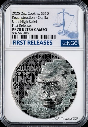 2025 Cook Islands Silver 2oz $10 Reconstruction - Gorilla NGC PF70 First Release