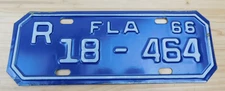 Vintage 1966 Florida Motorcycle License Plate Tag # R 18-464