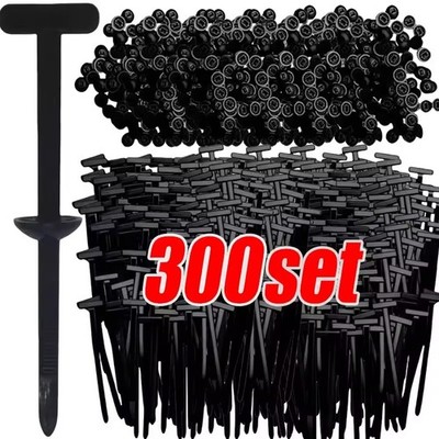 50-300x Universal Car Cable Tie BuckleLocking Zip Ties Holder With Pin & Button
