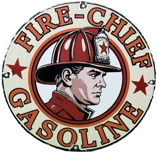 VINTAGE TEXACO FIRE CHIEF GASOLINE PORCELAIN SIGN MOTOR OIL GAS STATION PUMP
