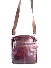 Jack Georges Brown Hand Stained Buffalo Leather Large Crossbody Bag Front Pocket