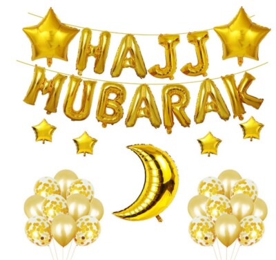 RESTPOSTEN 150 38 Teile Hajj Mubarak Goldfolie & Latex Ballon Set