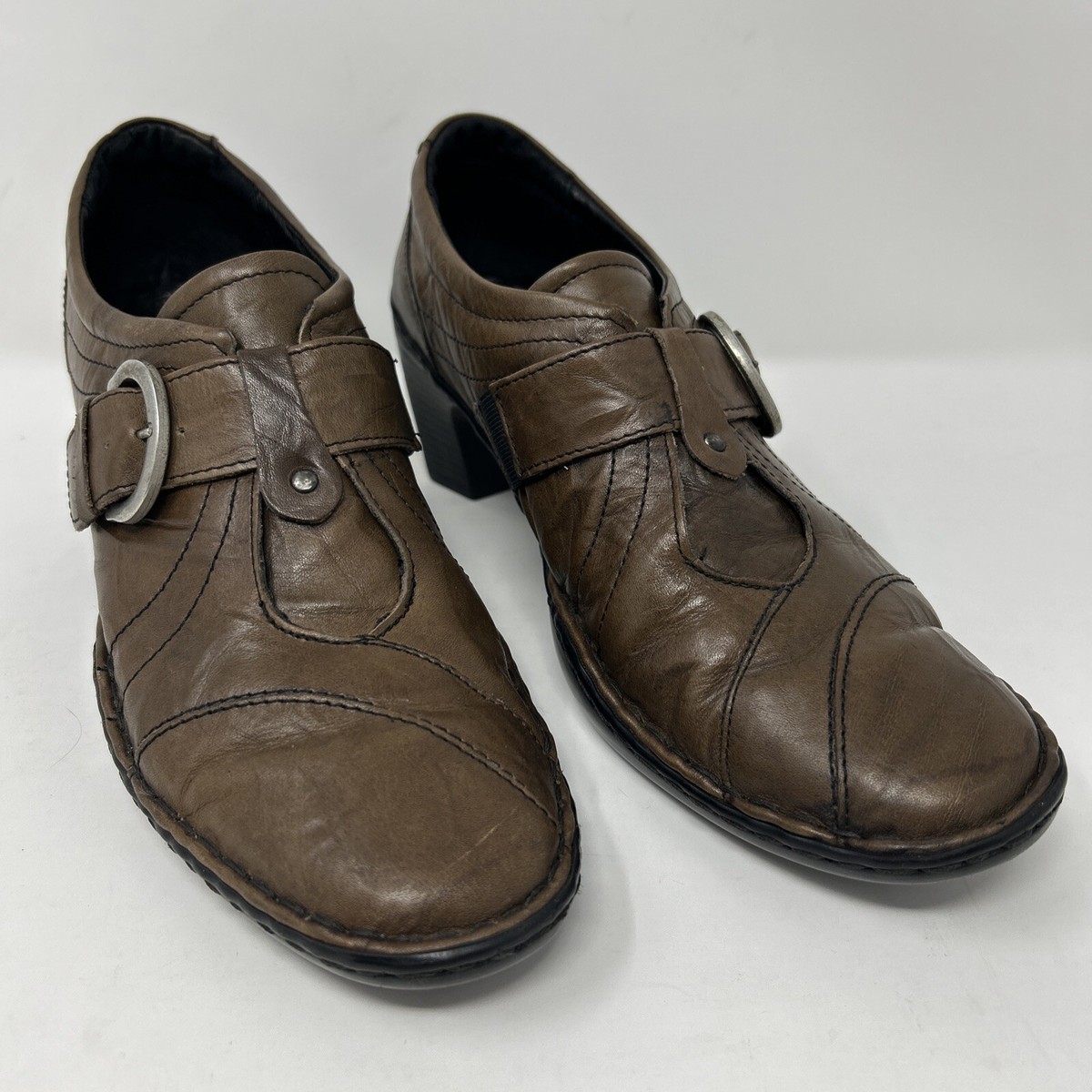 Josef Seibel 7.5 Olive Women Leather Shoes Adjustable Buckle  display picture 2