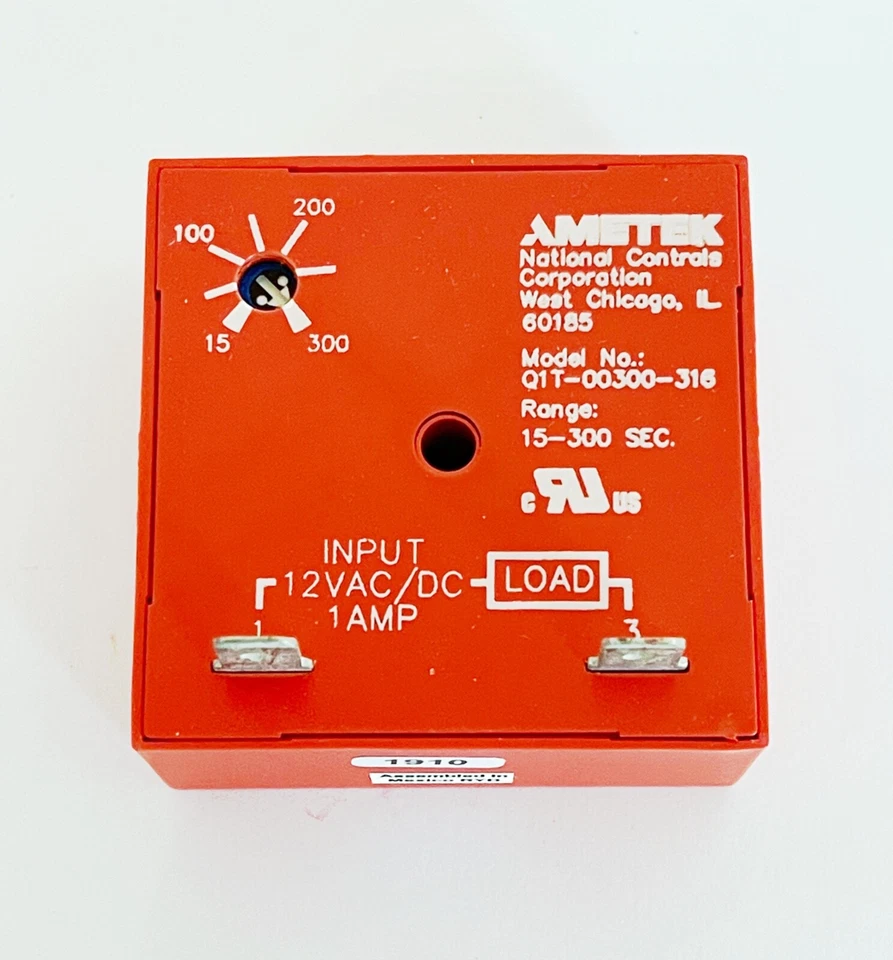 NEW Ametek Q1T-00300-316 Time Delay ON Relay Q1T00300316 Timer 12VAC/DC 15s-5min - Image 3 of 4
