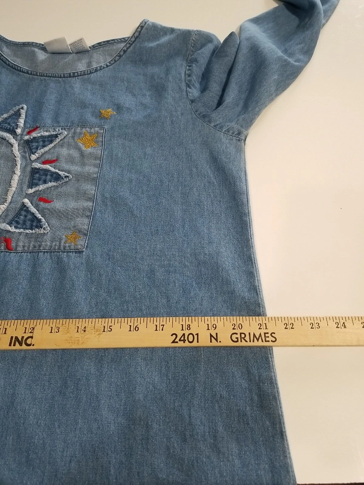 VETEMENTS Abito Vintage Bleu Bayou Donna Blu Medio Chambray Jean Maxi Cottagecore Sun Star