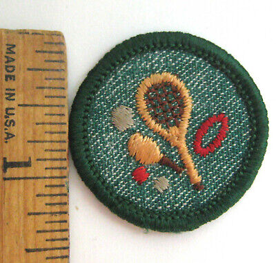 Vintage Girl Scout 1955-60 SPORTS BADGE Tennis Racket Ball Court Exercise Patch