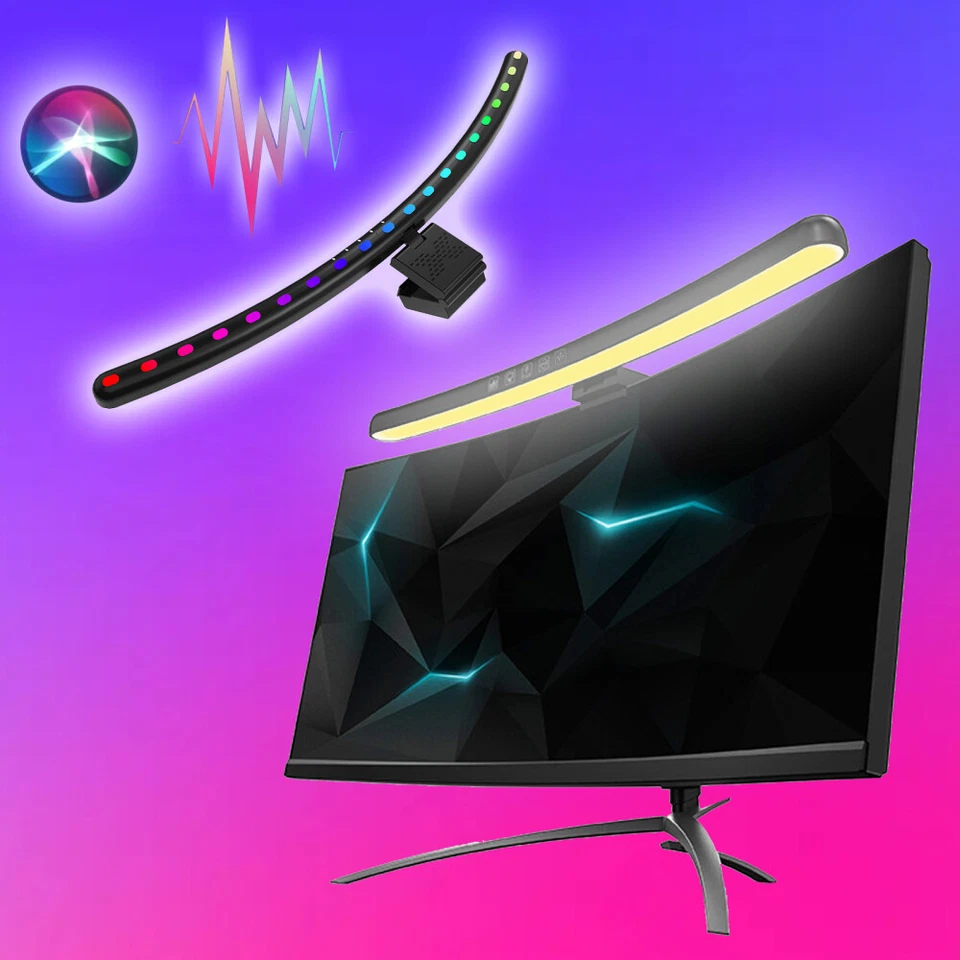 Gebogenen Computer Monitor LED Einstellbar RGB Hintergrundbeleuchtung Lichtbar - Bild 3 von 4